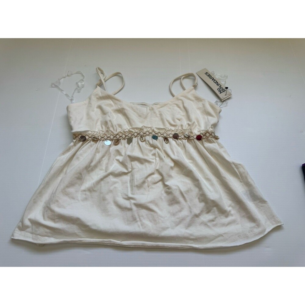 No Boundaries Womens XS 0-2 White Cami Tank Top Shell Embellished NWT